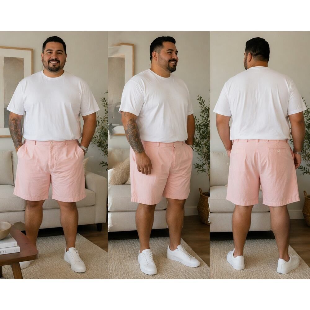 Jos. A. Bank Stays Cool Shorts Mens 40 Light Pink‎ Cotton Casual Chino Shorts